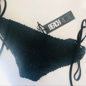 NEW BEACH RIOT REVOLVE Black Crochet Side Tie Swim Bikini Bottom Swimsuit M